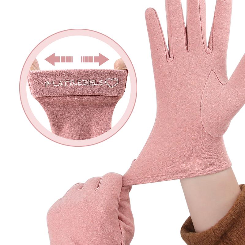 Autumn Winter Thin Korean-Style Tencel De Velvet Touchscreen Gloves Single-Layer Outdoor Cycling Driving Warm Womens Gloves