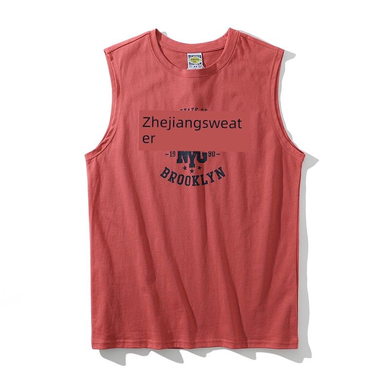 Мужская свободная майка для фитнеса с широкими лямками, спортивная хлопковая жилетка в американском стиле для поднятия тяжестей, майка для мышц Lychee Red XL