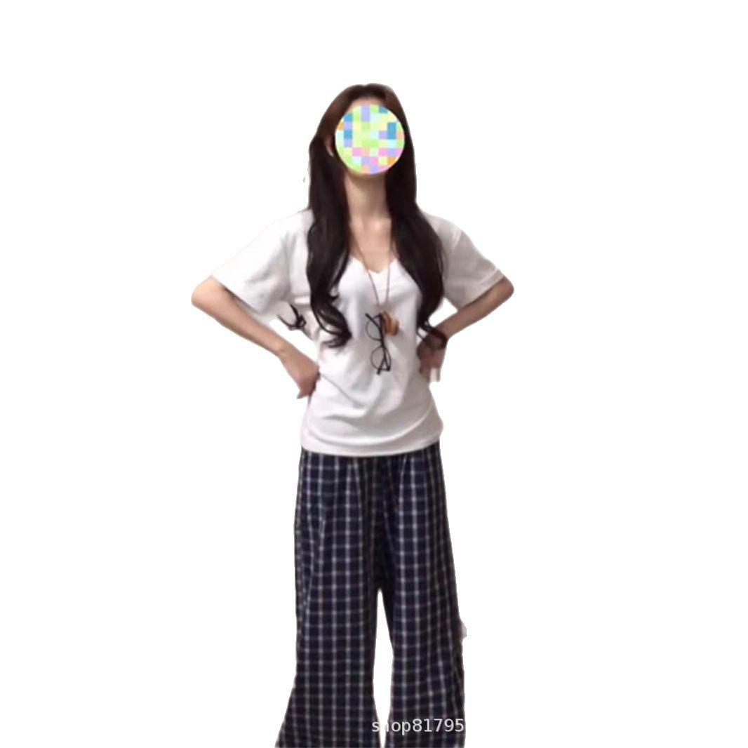 

Korean Style V-Neck Short-Sleeve Summer Slim Fit Women s Top Large белый