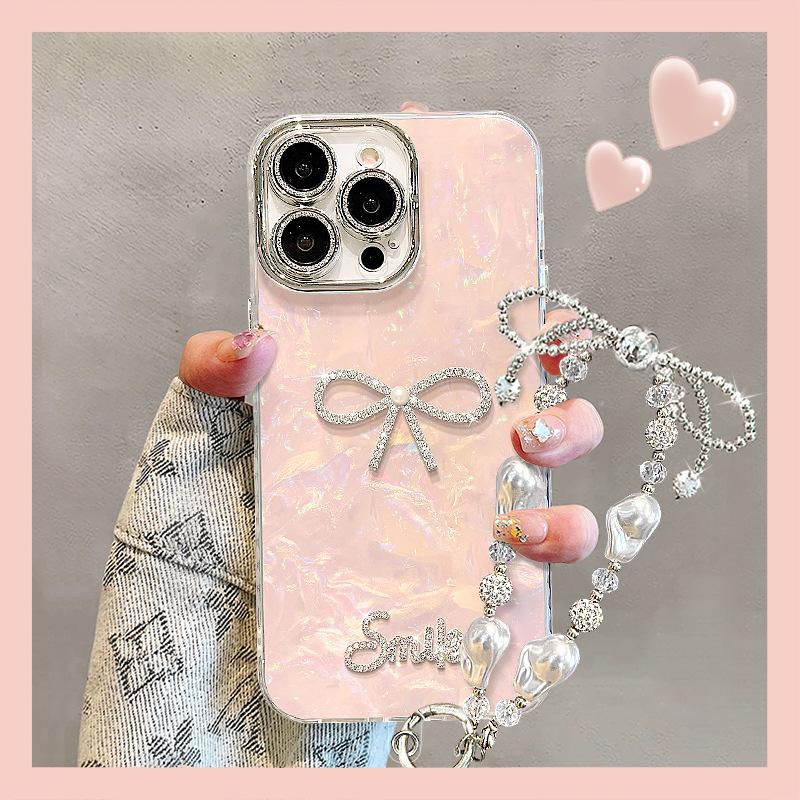 Pearl Bow Is Suitable for Apple 17promax Mobile Phone Case Iphone16 High-value Girls 15 New Models 14 Outside