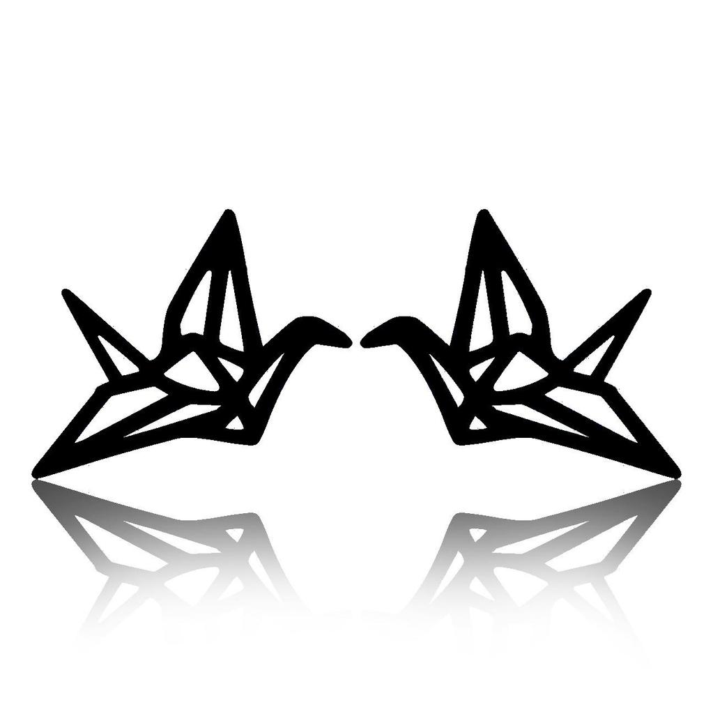 Geometrische Origami-Kranich Edelstahl Ohrstecker - Klein, Vielseitig, Chinesischer Stil Vogel Knorpel Schmuck