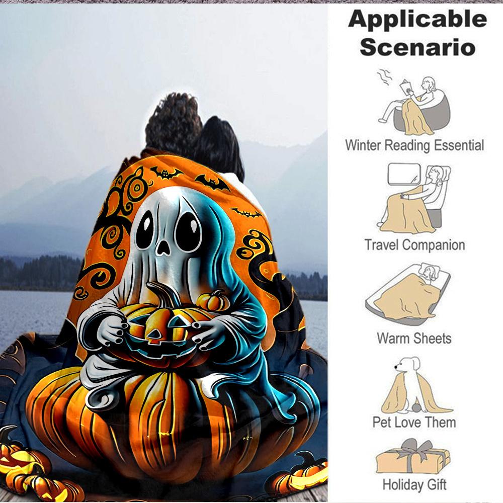 1PC Halloween Ghost Blanket, Throw For Sofa, Bed, Travel, Camping, Livingroom, And Bed, Printing Blanket With Soft And Warm Fabric yy250918194