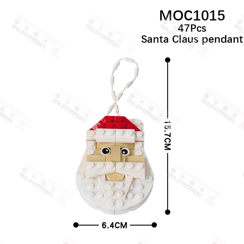 Christmas Pendant MOC Building Blocks Creative Wreath Snowflake Penguin Santa Claus Decorations Model DIY Assembly Toys For Kids