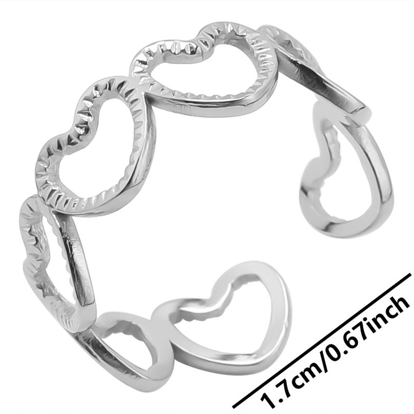 

1/5pcs/Lot Metal Silver Color Open Adjustable Stainless Steel Ring Sun Heart Bowknot Girl Jewelry Wide Rings For Women Men Gift 1pcs