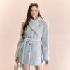 Winter Women's Sweet Thickened Blue Wool Coat