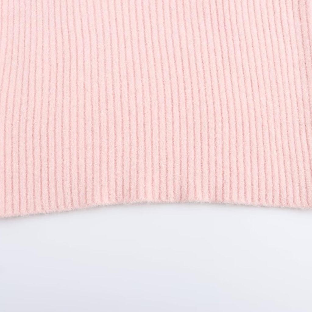 2024 Fall Women's Multi-Color Ribbed High Neck Pullover Sweater