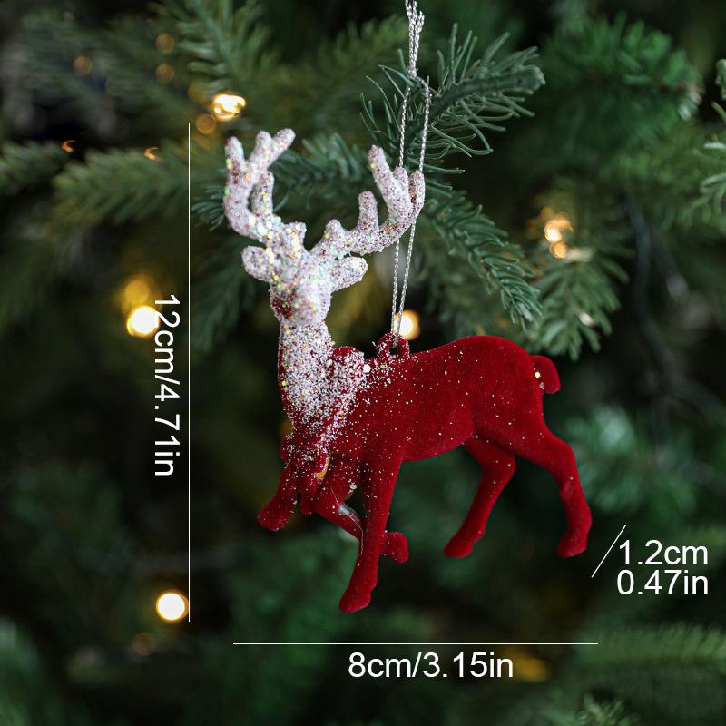 1PC luxurious velvet Christmas decoration easy to hang Christmas decoration exquisite and cute snowflake deer pendant