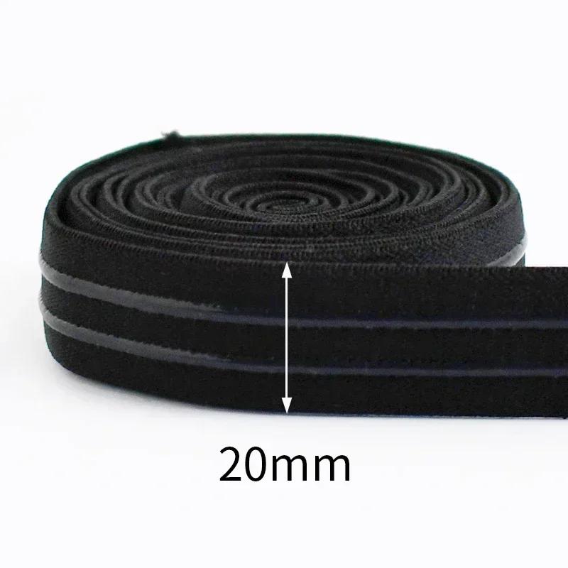 3/5/10M Meetee 20-50mm Silicone Elastic Band for Underwear Non-slip Rubber Webbing Ribbon Garment Bands DIY Sewing Accessories