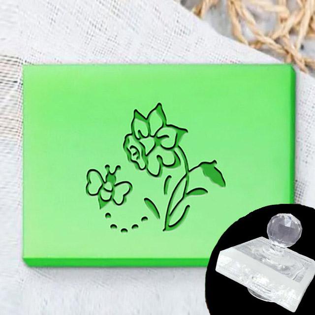 

Индивидуальный прозрачный акриловый штамп для мыла Мини-печать Глава DIY Мыловарение Принадлежности Наборы инструментов Цветочный узор с английскими буквами