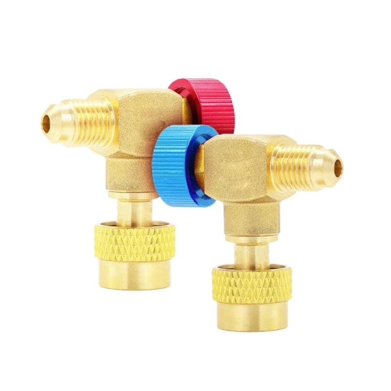 Brass 90 Degree Right Angle HVAC Charging Safety Valves for R22 32 R410 HVAC Systems Liquid Safety Valves