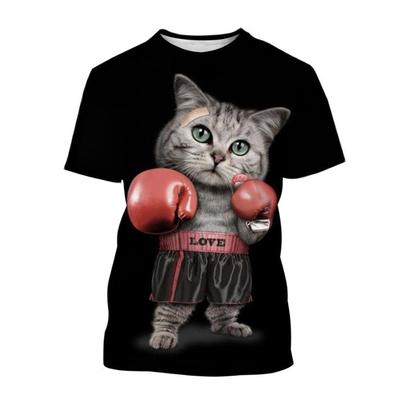 Summer Men's And Women's T-shirt Cute Cat Pattern 3D Printing Round Neck Funny Pet Print LargeSizeUnisexChildren's Top Pullover