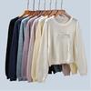 Fleece Mohair Autumn New Design Chest Zip-up Round Neck Knit Sweater Long Sleeve Loose Short Women Clothes