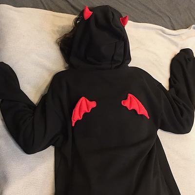Girl Kawaii Hoodie Sweatshirt Top Harajuku Demon Wings Punk Gothic Black