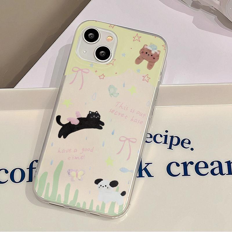 Apple 11 12 13 14 15 ProMax Przezroczyste Matowe Miękkie Etui na Telefon Komórkowy dla Wychodzących Kociąt i Szczeniąt.