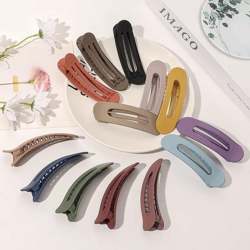 Fashion Color Solid Acrylic Hairpins Toothed Korean Frosted Large Hair Clips Women Girl Hair Accesories Non Slip BB Barrette