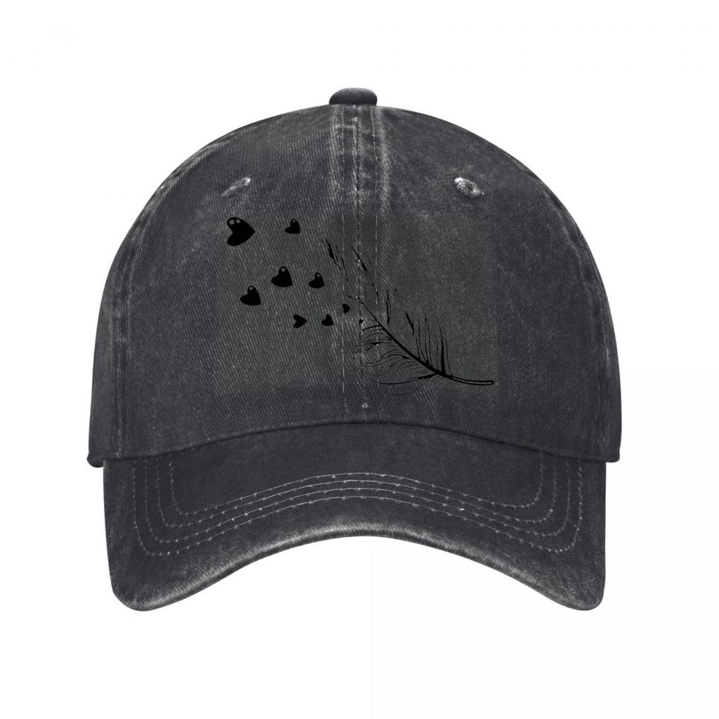 Handmade Feather Quill Pen Washed Baseball Cap Outdoor For Womens Unisex FeUnisex