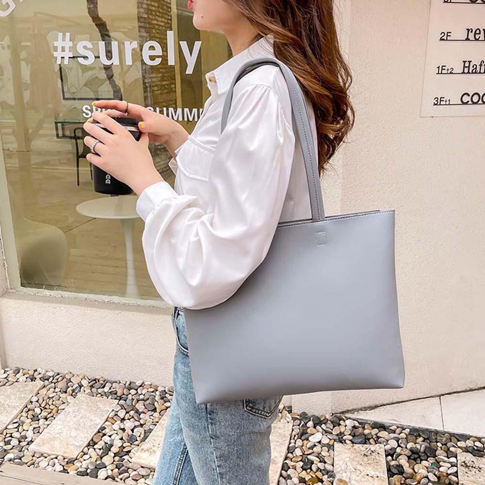 

Anti-splash Water Solid Color Handbag Large Capacity French Underarm Bag Soft PU Tote Bag Party чорний