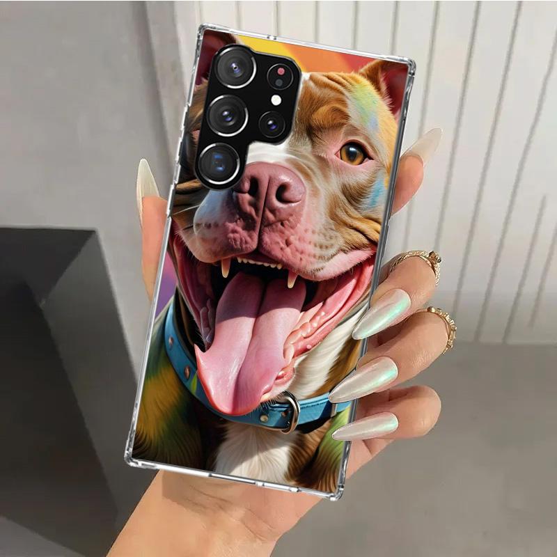 Pit Bull Pet Dog Pitbull Phone Case for Samsung Galaxy S26 S24 S23 Ultra S25 Edge S22 S21 Plus S20 FE + Soft Print Shell Funda G