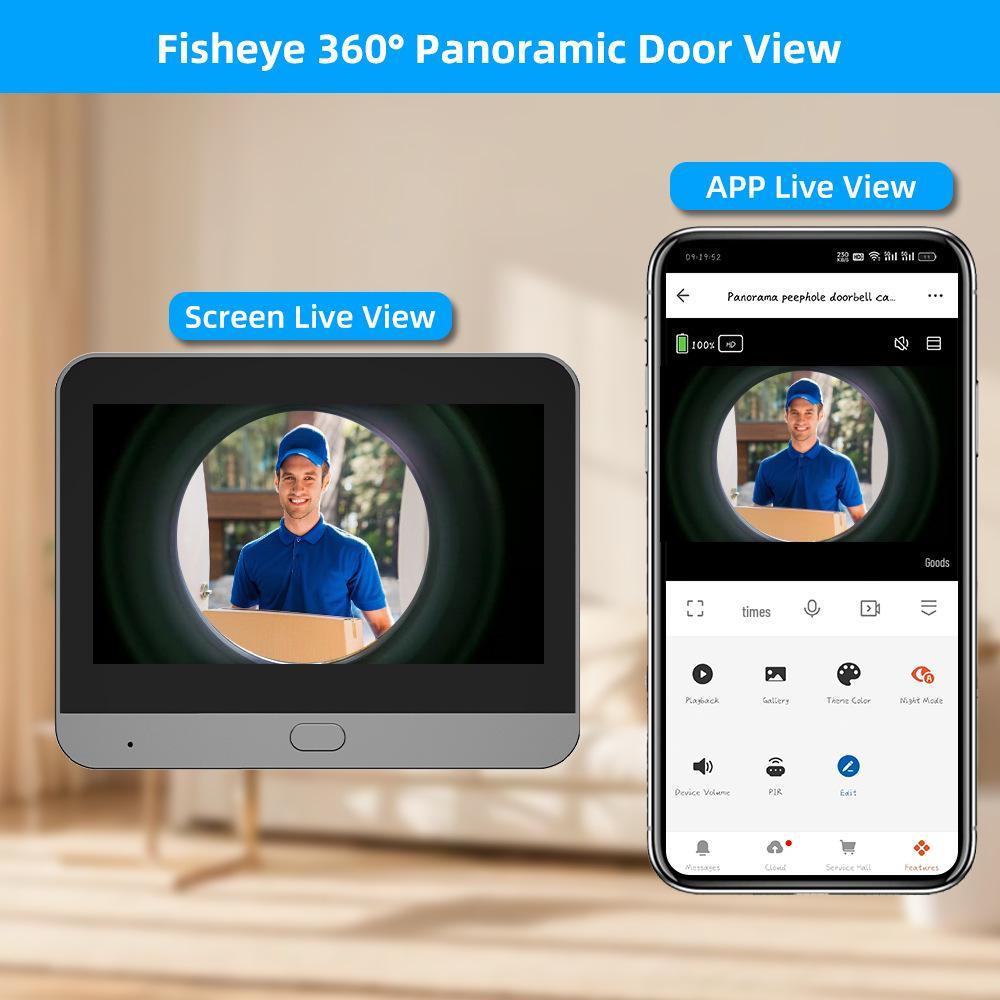 Tuya 1080P Smart Electronic Peephole with 360° Panoramic Fisheye Lens