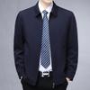 Dad Dress Stand Collar Jacket Zipper Shirt for Men Spring and Autumn New Middle-aged Men Business Casual Solid Color Coat