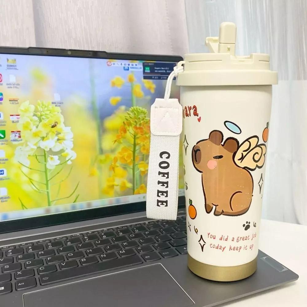 

Мультяшная капибара термокружка 530 мл дорожная кофейная кружка портативная студенческая изолированная бутылка для воды 03