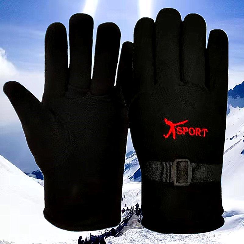 Gants d'hiver épais et chauds pour hommes, noirs et coupe-vent