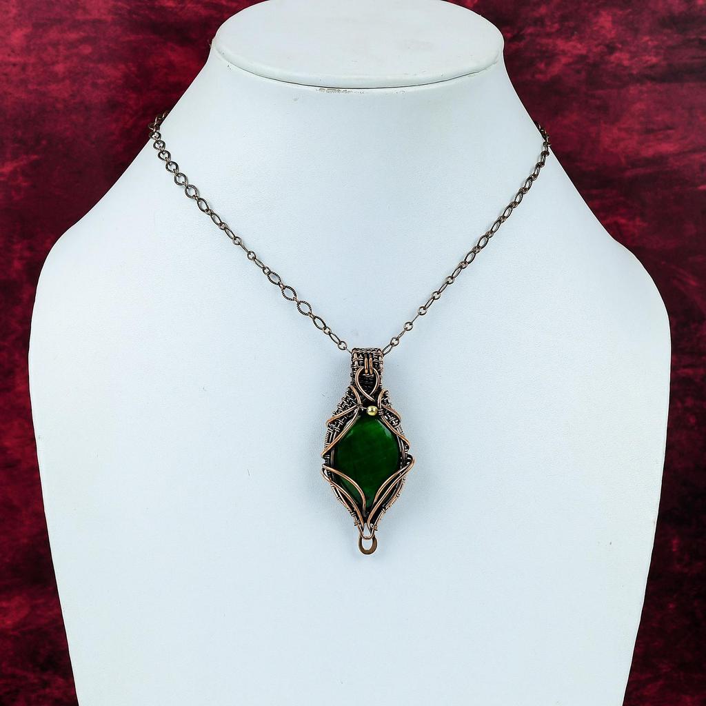 Green Fire Labradorite Pendant Copper Wire Wrapped Pendant Handmade Pendant Copper Jewelry Gemstone Pendant Wire Wrapping Jewelry For Gifts