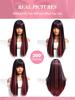 ALAN  EATON Brown Black Highlight Watermelon Red Synthetic Wig Long Straight Multicolor WIg with Bangs Hollywood Cosplay Wig For Women Party
