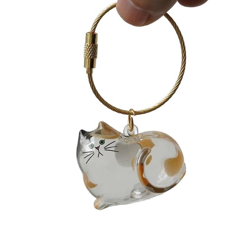 Clear Cat Hair Capsule Keychain: Commemorative Storage Box and Charm