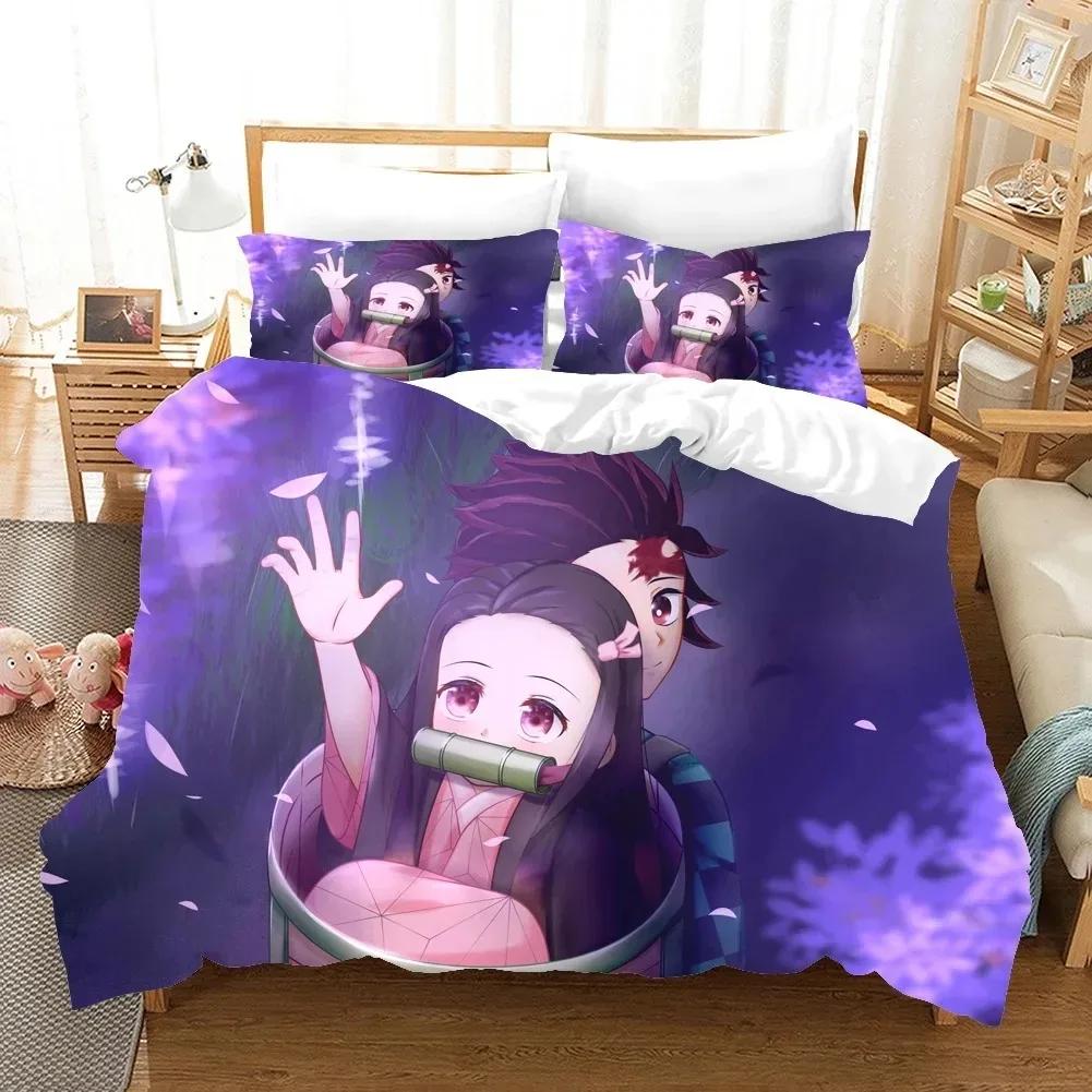 Fashion 3D Print Anime Ghost Killing Blade Bedding Sets Duvetcover Set With Pillowcase Twin Full Queen King Bedclothes Bed Linen