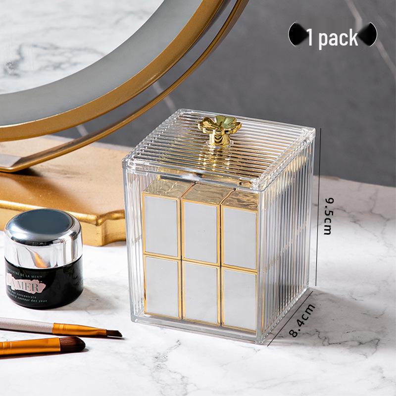 

Элегантный пылезащитный органайзер для косметики: Ватная палочка, пуховка, держатель для губки с крышкой 1 piece