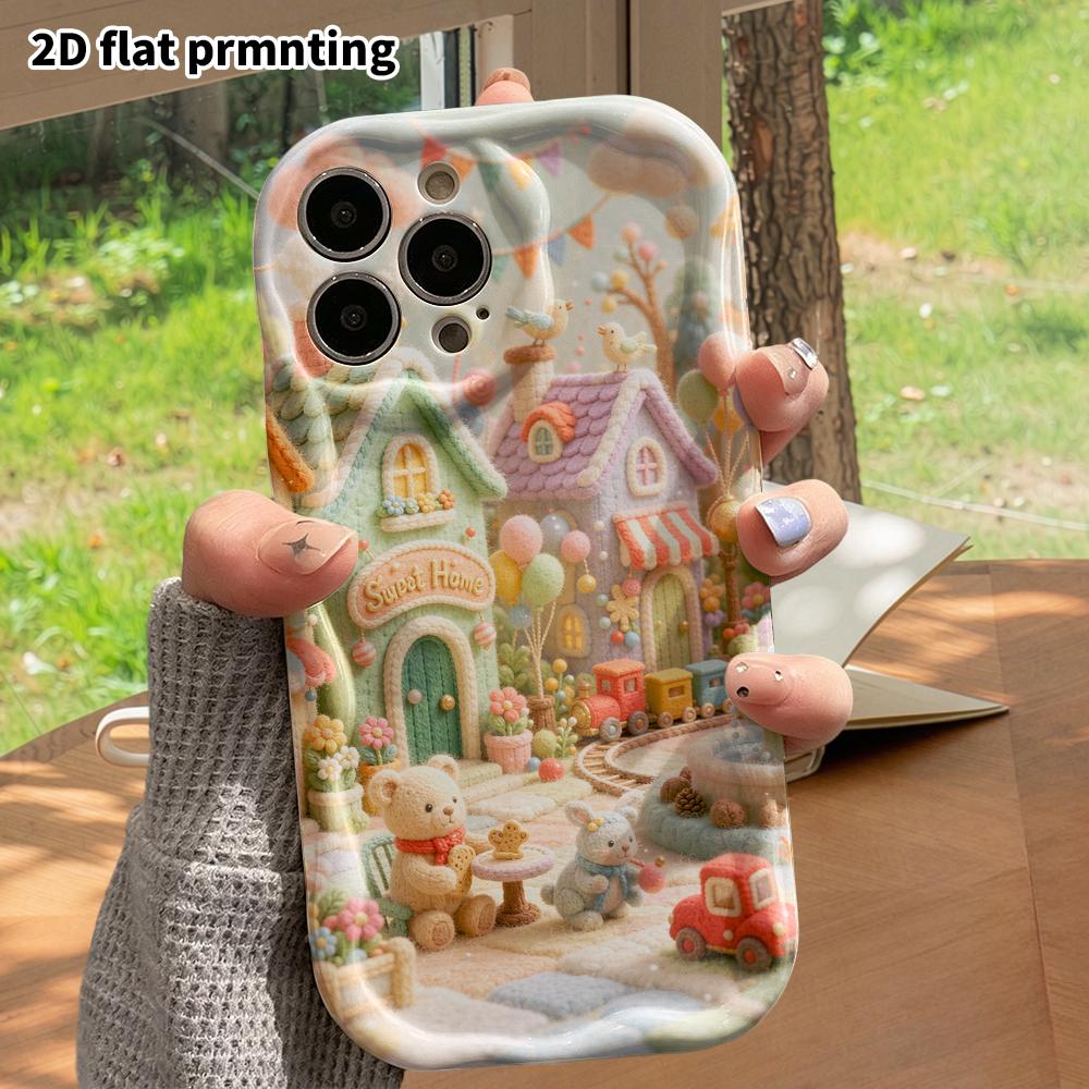 Phone Case: 2D flat, suitable for iPhone 18, 17, 16, 15, 14, 13, 12Pro protective case, small town streets, perfect Christmas and Halloween holiday gi