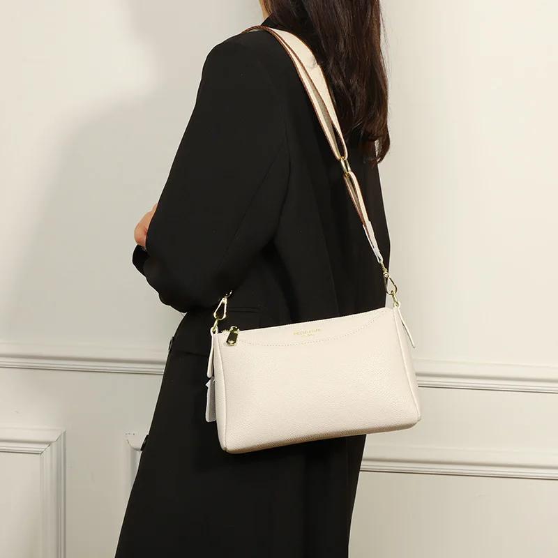 

Women Cow Leather Handbag 100% Genuine Leather Crossbody Shoulder Bag Luxury Designer Female Messenger Bags Tote Sac 26cm 7cm 15cm