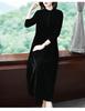 Plus Size Elegant Golden Velvet Knee-Length Dress for Women - Spring & Autumn Style
