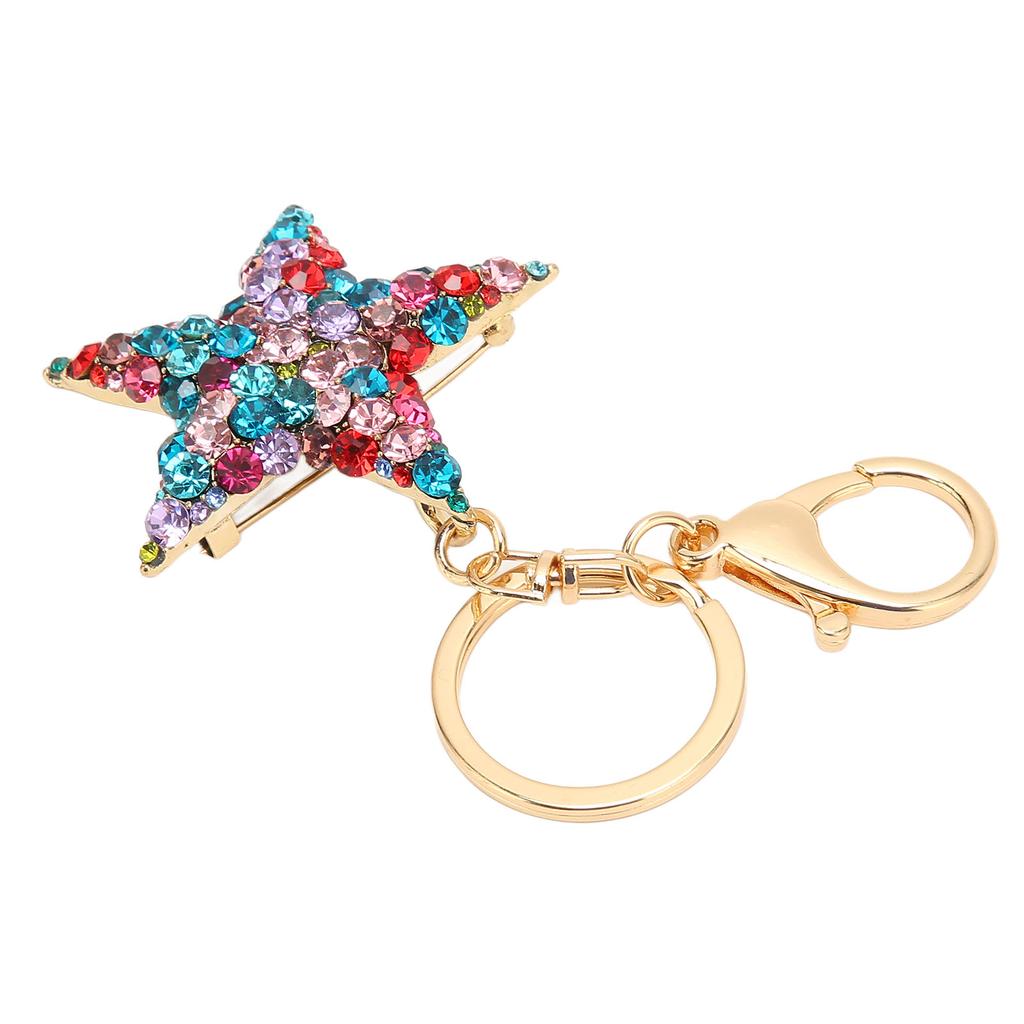 Pentagramm Schlüsselanhänger Glänzender Strass Schön Praktisch Schlüsselanhänger für Heimdekoration Weihnachtsgeschenk Anhänger