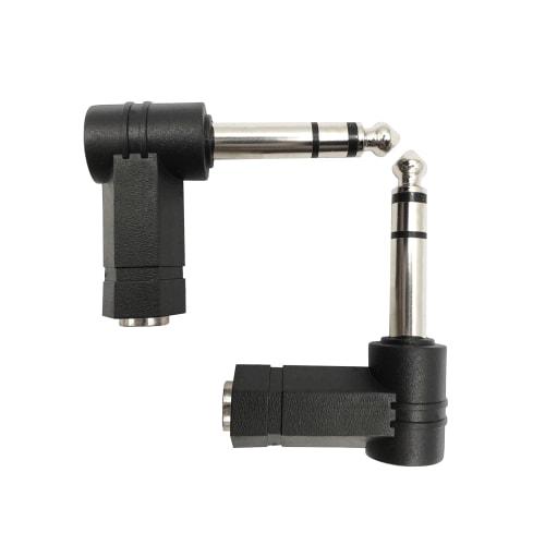 Voluty Tek 90 Degree 3.5mm Adapter, 6.35mm Male to 3.5mm Female, 1/4" Male to 1/8" Female Right Angle Connectors for Headphones (Two)