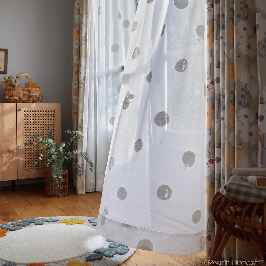 Suminoe MOOMIN Buttocks Dot Voile Sheer 1 100 X 198 Curtains, Panel, Cm, W, 342-74324