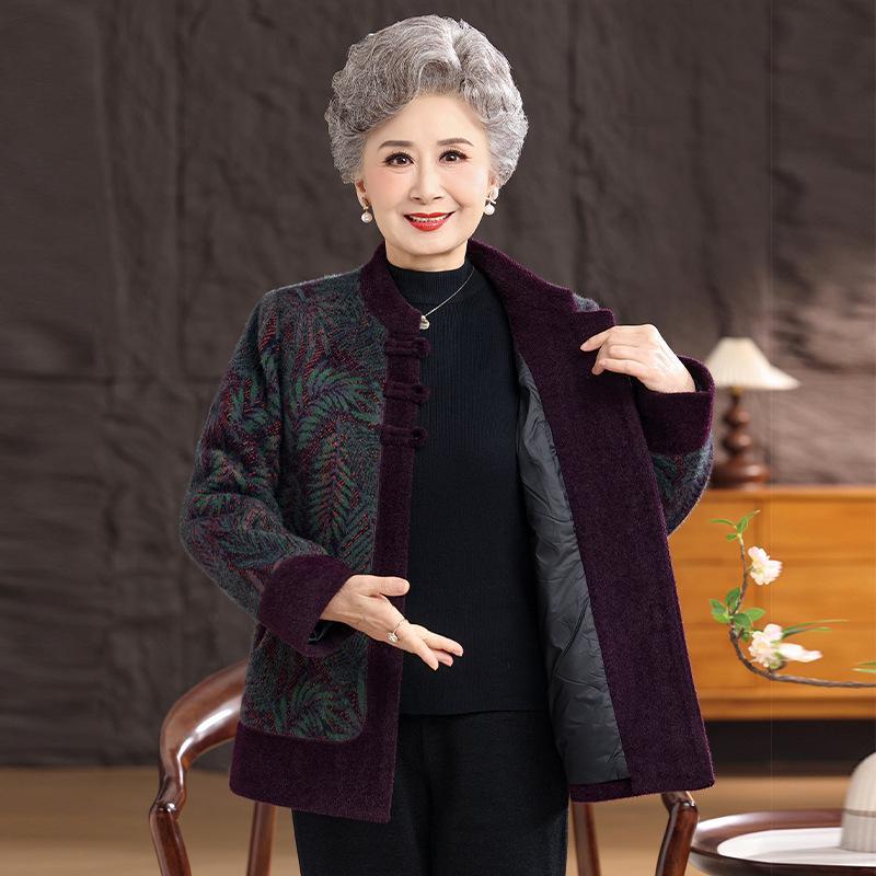 Chinese Style Woolen Tang Suit Coat - Winter Warmth for Elderly Women, Ideal for Mothers, Grandmothers, and Ladies In Their 60s and 70s