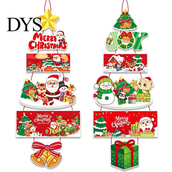 Festive Door Embellishment 1 Pair Christmas Hanging Banner Porch Sign, Merry Snowman Santa Claus Decor Penguin Pattern Backdrop for Front Door,