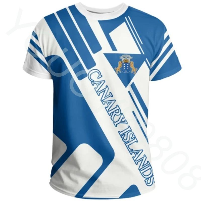 

Canary Islands Men s Short Sleeve T-Shirt Country Flag 3D Printed High Quality T-Shirt Summer Round Neck Men Ladies Casual S