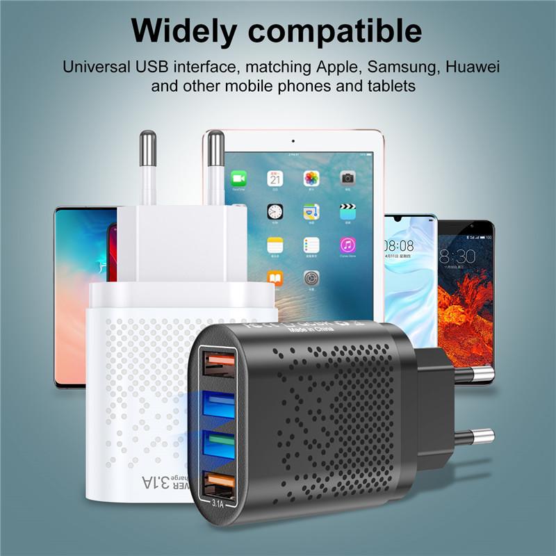 USLION Rýchle nabíjanie 3.0 pre nástennú nabíjačku pre iPhone Rýchle nabíjanie pre Samsung S10 S9 S8 Plug Xiaomi Mi Huawei adaptér nabíjačky mobilného telefónu