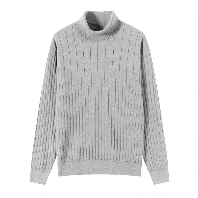 Mens Warm High Neck Knit Sweater Winter Solid Color Casual Long Sleeve Pullover
