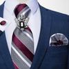 Dibangu Striped Wedding Tie Handkerchief Men's Necktie Pocket Square Ring Tie Set for Gift