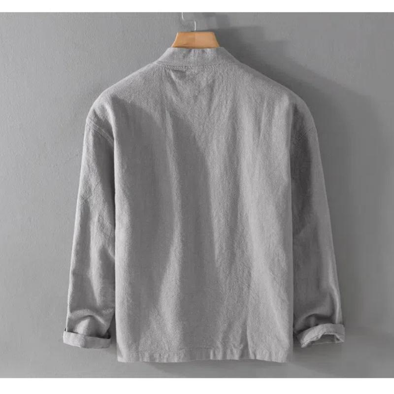 Spring and Summer Men Jackets Chinese Style Hanfu Cotton Linen Jacket Solid Color Cardigan Coat Thin Breathable Men Clothing