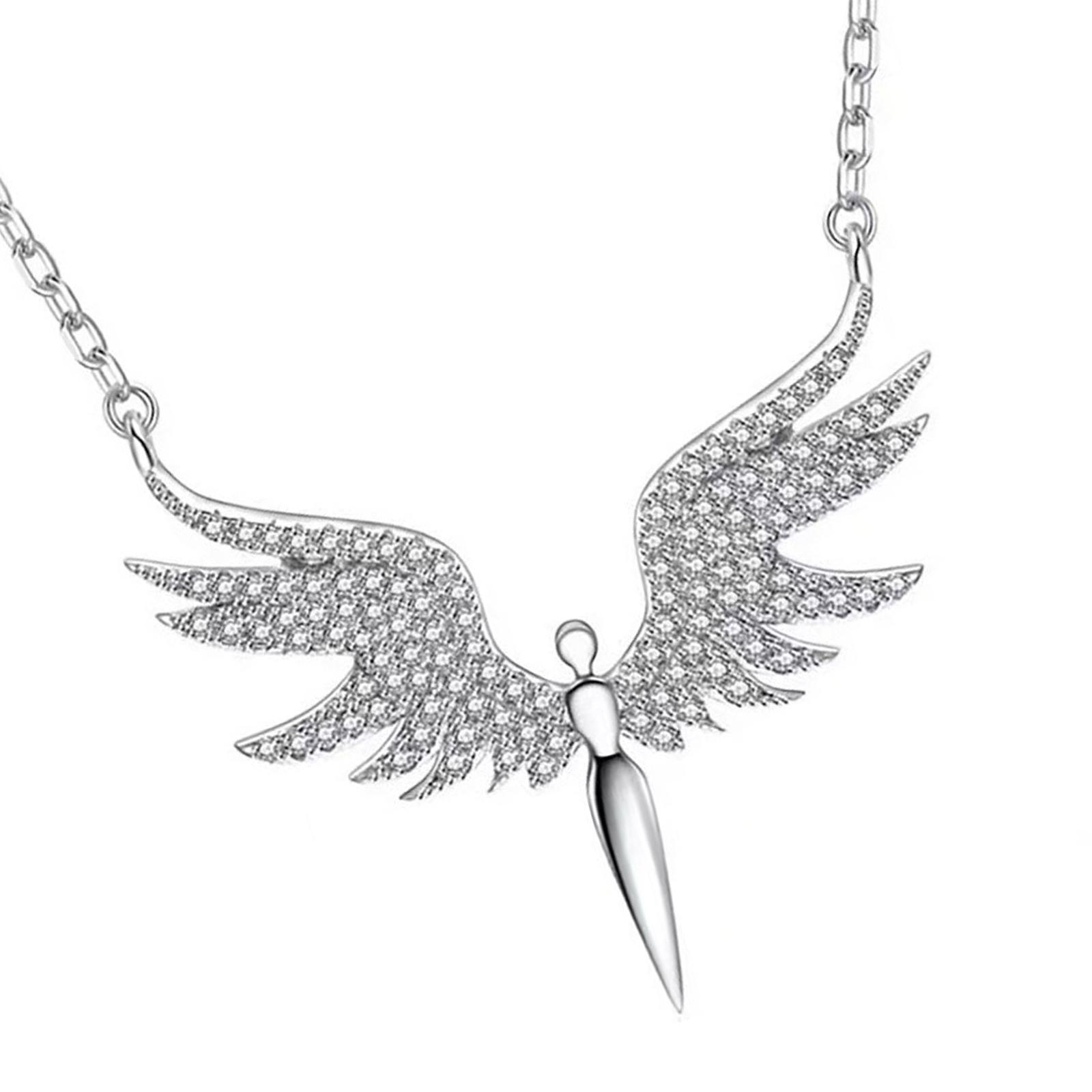 

Trendy Angel Wing Design Necklace Alloy Zircon Detail Collarbone Chain Jewellery Piece For Various Occasions 1