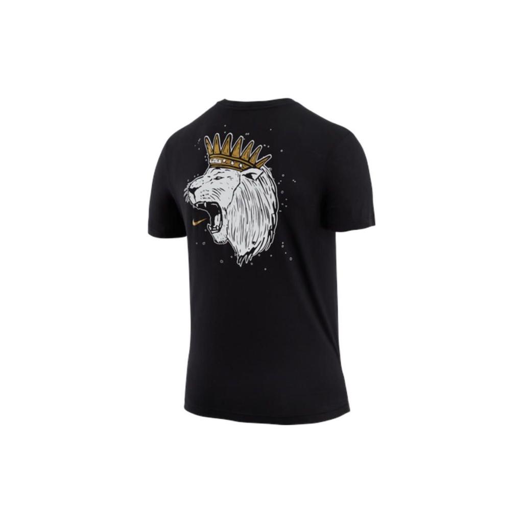 Nike Dri-Fit Lebron Hand-Drawn Crown Animal Print Basketball Short Sleeve T-Shirt Men Tops Black DR1292-011