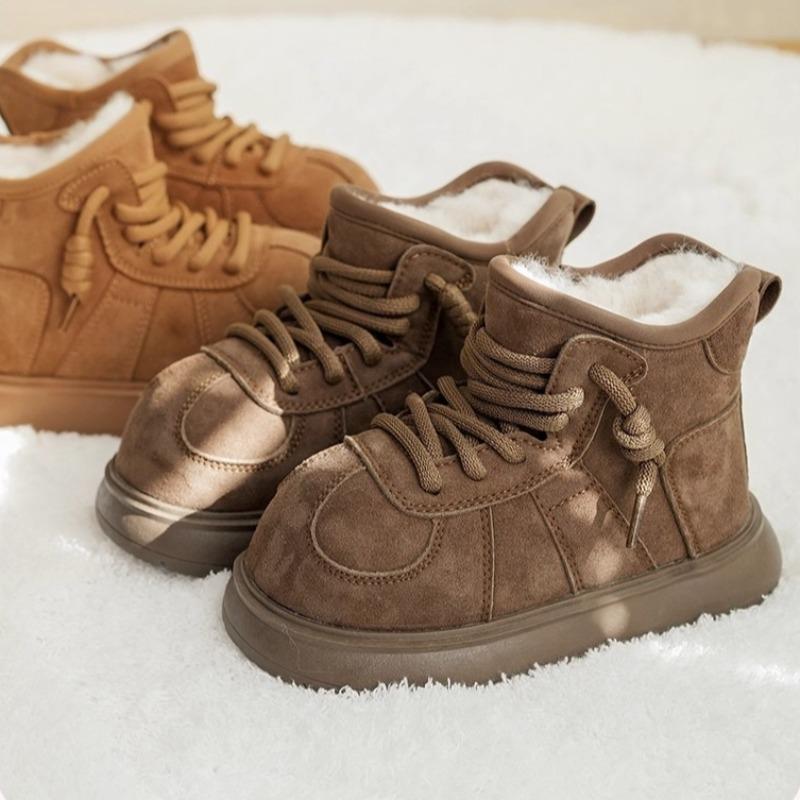 Winter Warm Snow Boots for Girls Thickened Fleece Lining Plush Cotton Shoes Children's Fleece-lined Cotton Boots Boys' Non-slip Soft-soled Loafers