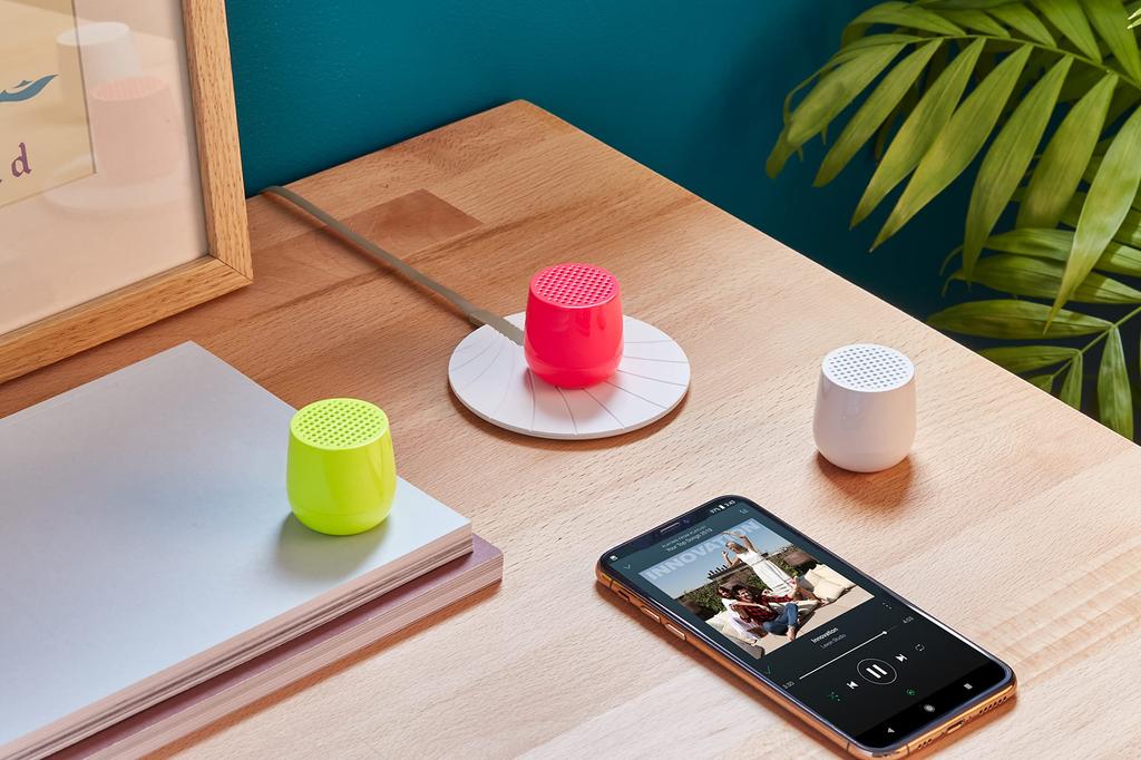 LEXON Chrome Series 3W Mini Portable Bluetooth Speaker with Wireless TWS and Selfie Matte White MINO+ Charging, USB-C Charging, Technology, Hands-Free