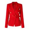 Blazer da Ufficio Stile Classico Bianco Nero da Donna con Tasche e Cintura