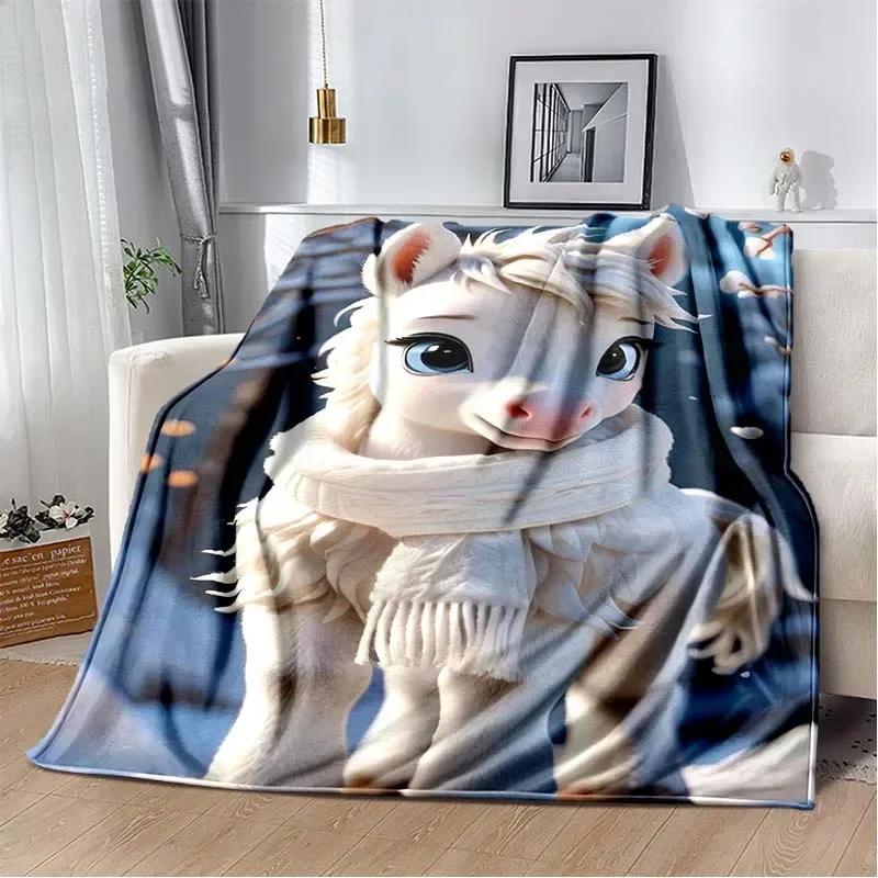3D Print Cartoon Pentium Horse Flannel Blanket,Multi-purpose Holiday Gift Blanket Warm And Soft Blankets All Seasons